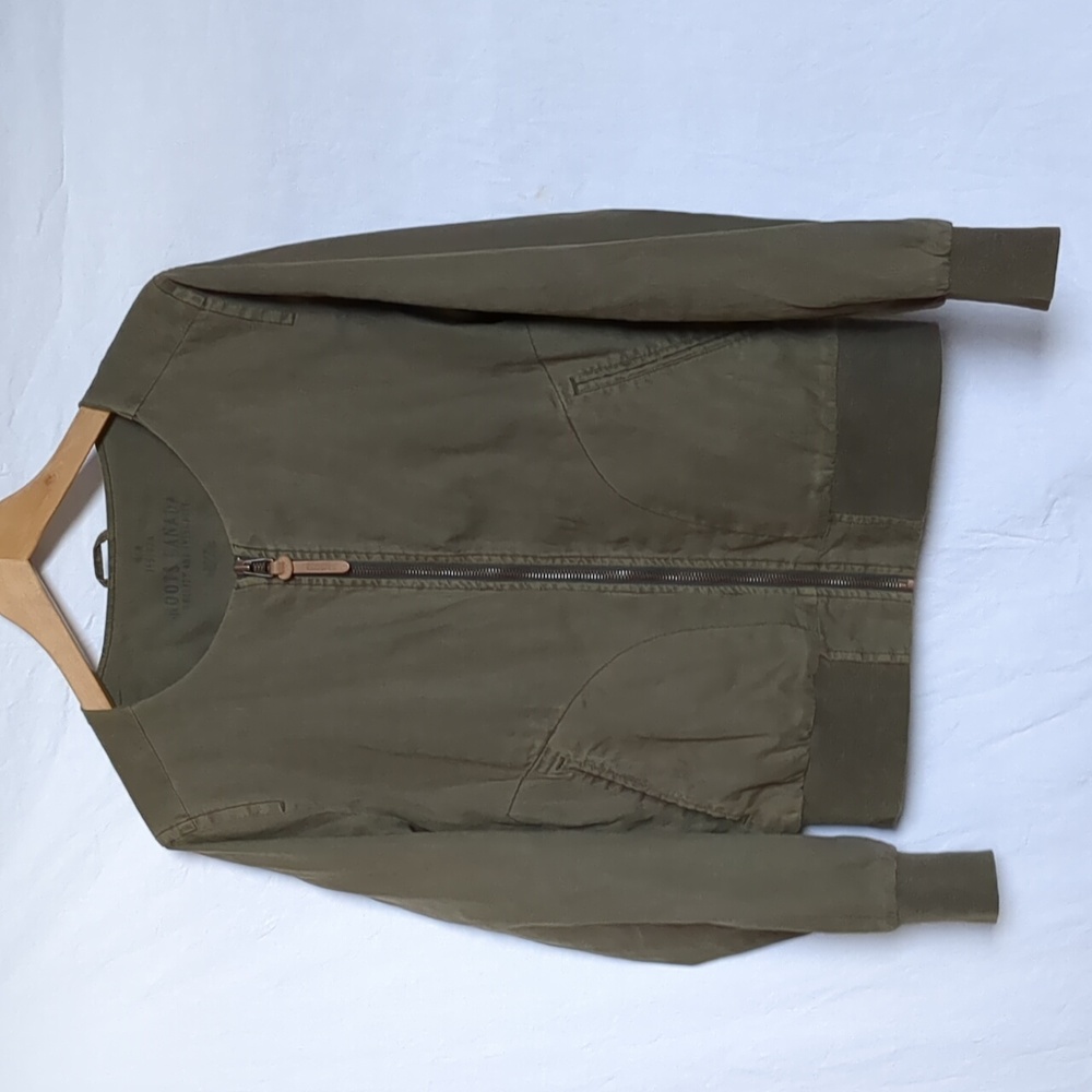 Roots Canada Olive Green Hemp/Cotton Blend Lightweight Bomber Jacket med…
